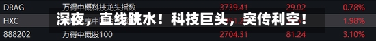 深夜，直线跳水！科技巨头	，突传利空！-第2张图片