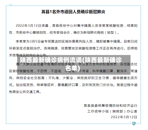 陕西最新确诊病例流调(陕西最新确诊名单)