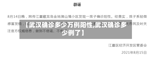 【武汉确诊多少万例阳性,武汉确诊多少例了】