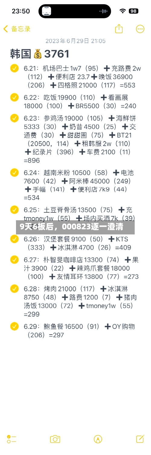 9天6板后	，000823逐一澄清-第1张图片