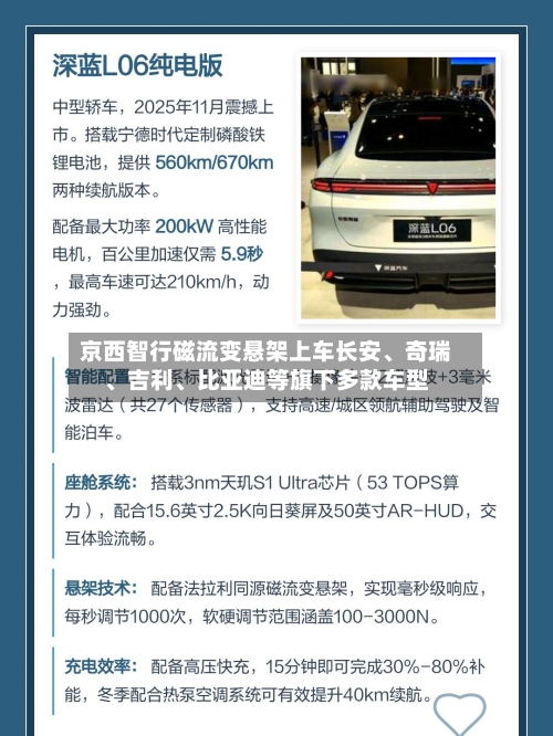 京西智行磁流变悬架上车长安	、奇瑞、吉利、比亚迪等旗下多款车型-第2张图片