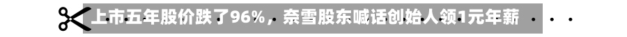 上市五年股价跌了96%，奈雪股东喊话创始人领1元年薪-第2张图片