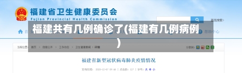 福建共有几例确诊了(福建有几例病例)