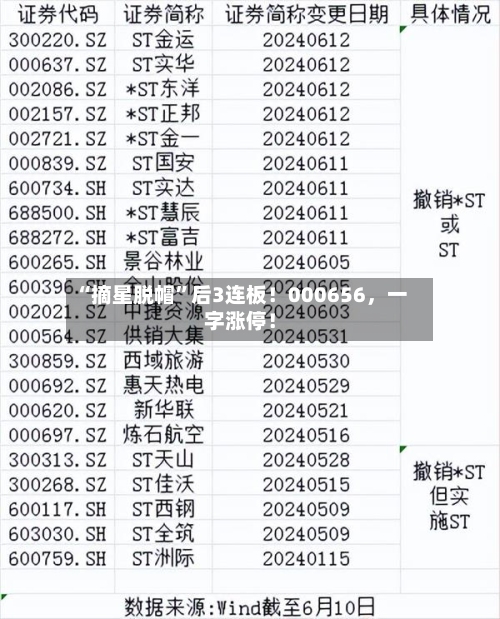 “摘星脱帽”后3连板！000656	，一字涨停！-第2张图片