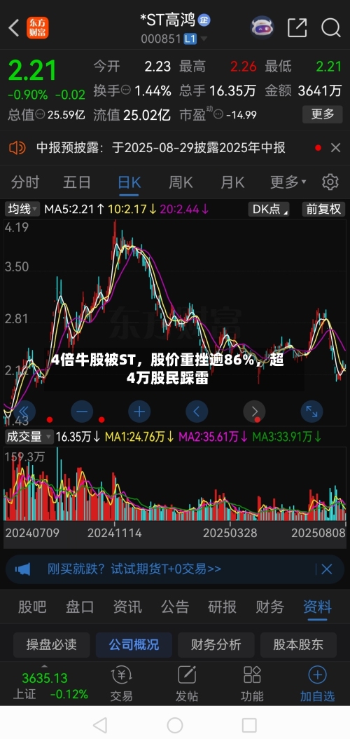 4倍牛股被ST	，股价重挫逾86%，超4万股民踩雷-第2张图片